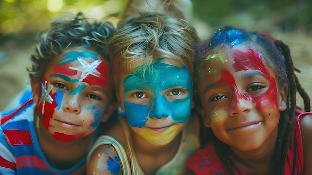 Patriotic Face Painting Captures Youthful of American Independence Day descriptionThis