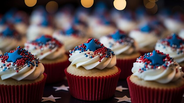 Patriotic holiday cupcakes decorated