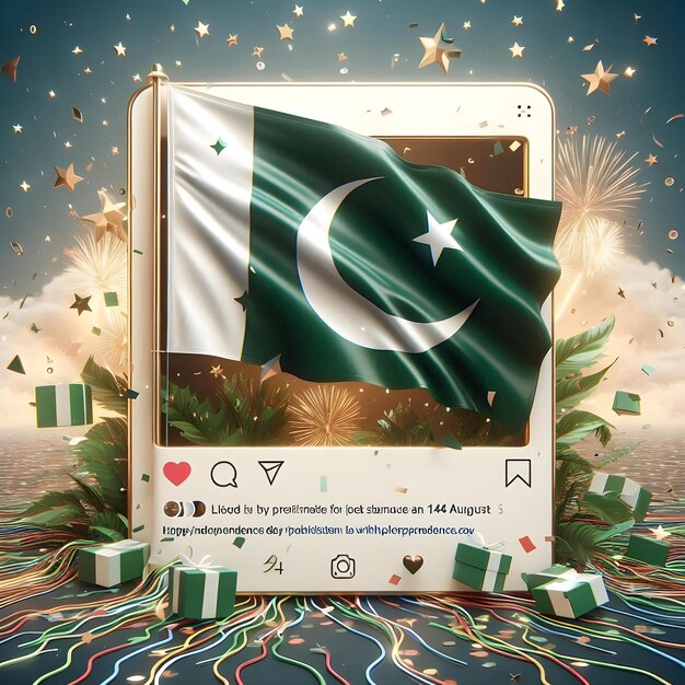 Photo patriotic instagram post seamless 3d loop for pakistan independence day