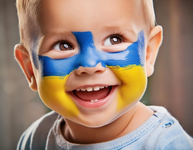 Patriotic Portrait with Ukrainian Flag Face Paint