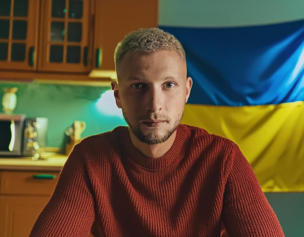 Patriotic Portrait with Ukrainian Flag Face Paint