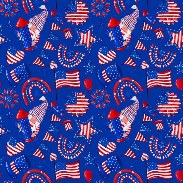 Photo patriotic seamless pattern usa independence day