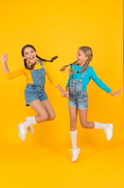 Patriotic upbringing We are ukrainians Ukrainian kids Children ukrainian young generation Patriotism concept Girls with blue and yellow clothes Freedom value Living happy life in free country