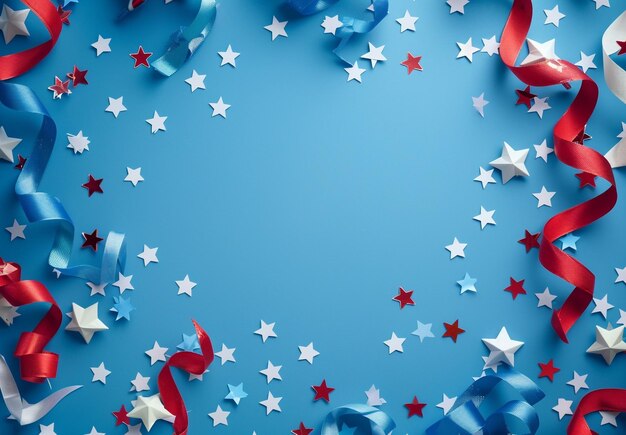 Patriotic USA holiday blue background with festive decor