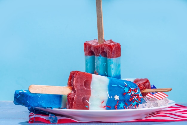 Patriotic USA Ice cream popsicles