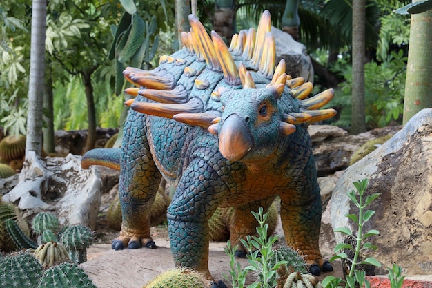 Pattaya,Thailand-January 28,2022:The dinosaurs statue is beautiful for travel in holiday at Nong Nooch Tropical Botanical Garden