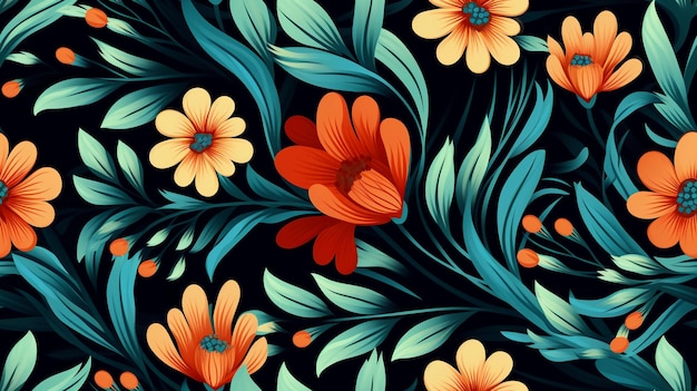 pattern abstract shapes with flower elements