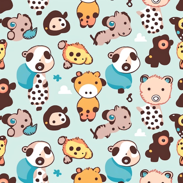 A pattern of animals with a bear and a bear.