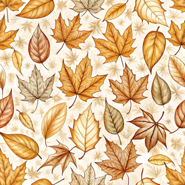 a pattern of autumn leaves and flowers