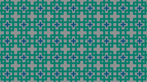 A pattern of blue and green squares on a gray background.