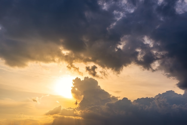 Pattern of colorful cloud and sky sunset or sunrise: Dramatic sunset in twilight, Beautyful of sky,  Abstract and pattern of cloud background