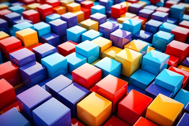 Pattern of colorful cubes of in 3d style generate AI