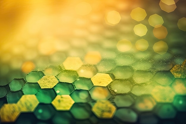 Pattern of colorful hexagons in a closeup view Generative AI