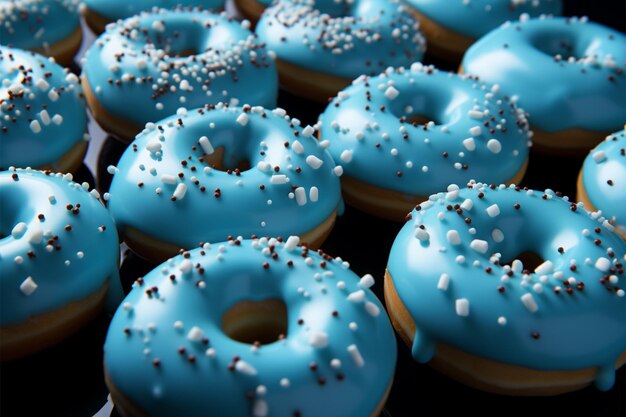 Pattern of delight a blue donuts background combines whimsy with sweet indulgence