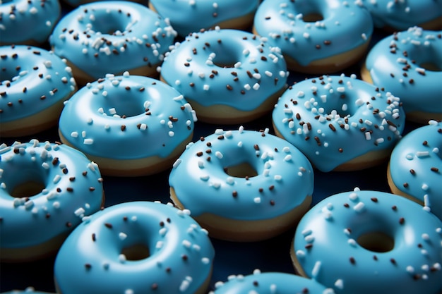 Pattern of delight a blue donuts background combines whimsy with sweet indulgence