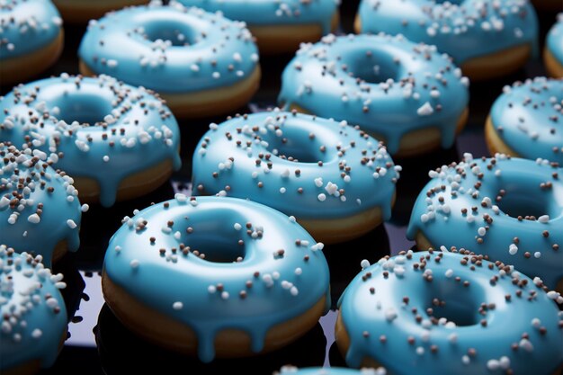 Pattern of delight a blue donuts background combines whimsy with sweet indulgence