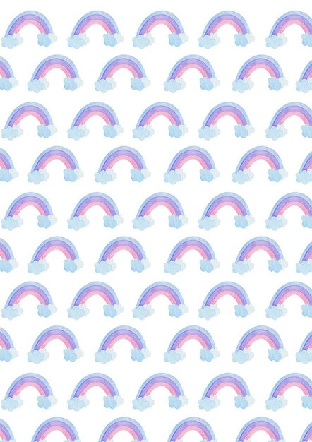 Pattern design rainbow watercolor clouds