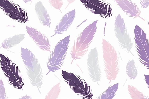 pattern featuring minimalistic and stylized illustrations of feathers AI generative