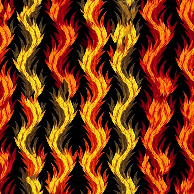 A pattern of flames on a black background generative ai