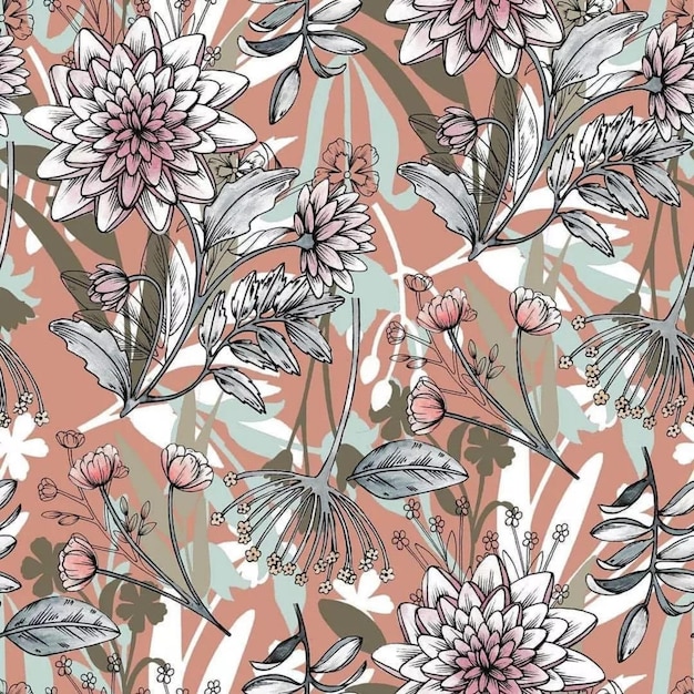 Pattern floral design for textile seamless