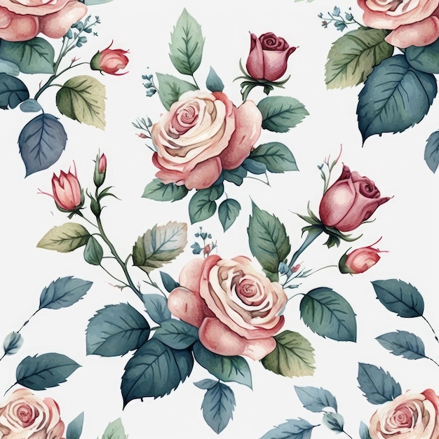 pattern floral rose watercolor