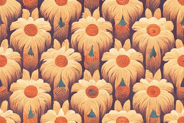 A pattern of flowers with the word sun on the bottom.