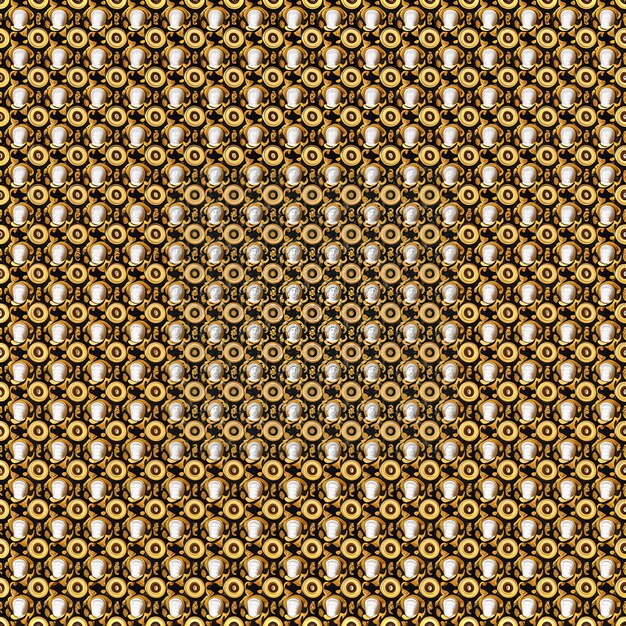 the pattern of gold flowers on a black background