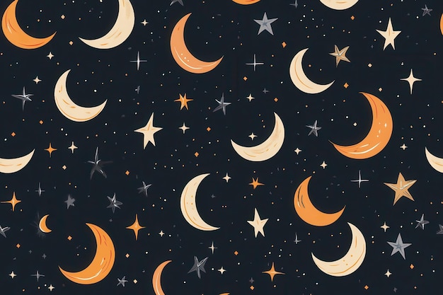 A Pattern of Moons and Stars in a Night Sky