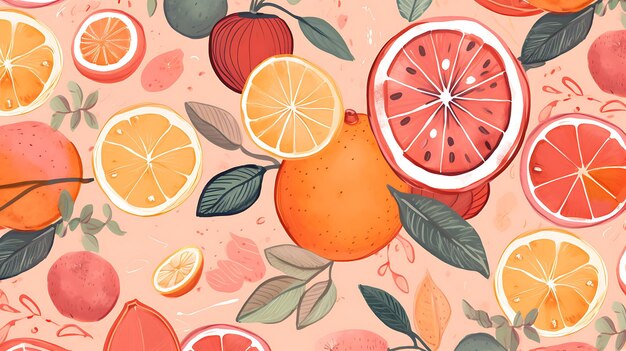 Pattern_of_Plant_2D_Flat_General_Illustration_Pattern_Fruit_Orange_and_Pink_v_minimalist_decoration_