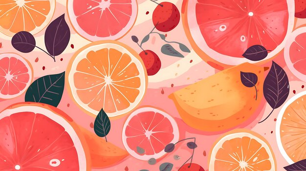 Pattern_of_Plant_2D_Flat_General_Illustration_Pattern_Fruit_Orange_and_Pink_v_minimalist_decoration_