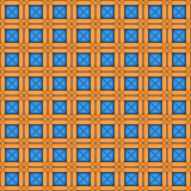 Photo a pattern of orange and blue squares with the word zigzag on the top.