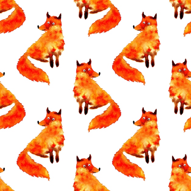 Pattern orange fox blot watercolor