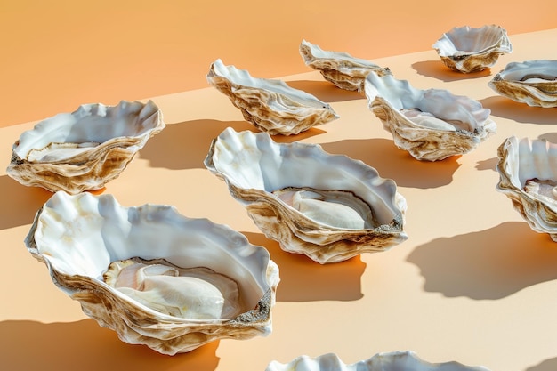 Photo a pattern of oyster shells on a background