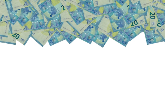 Pattern part of 20 euro banknote closeup with small blue details