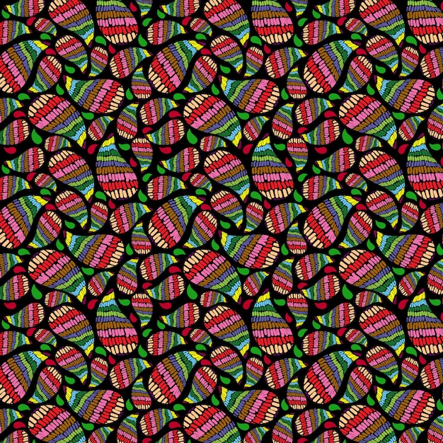 pattern print illustration colored drops black background