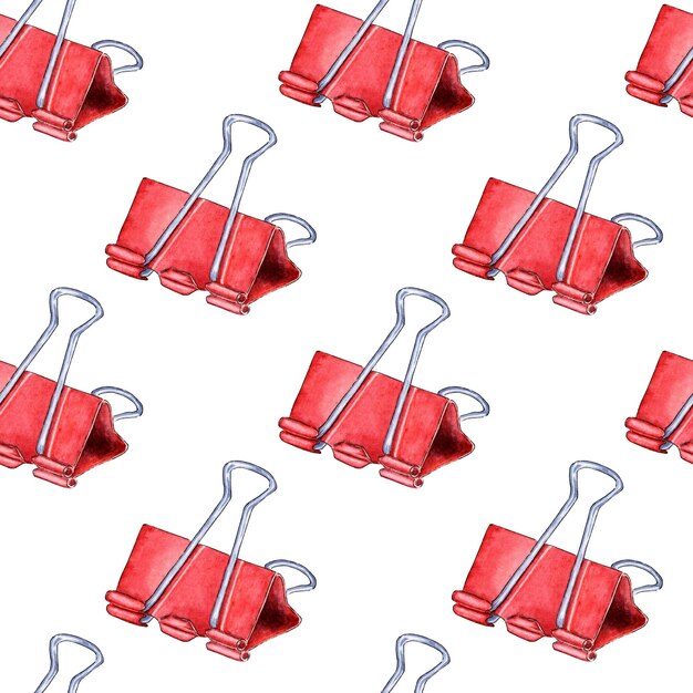 Photo pattern red paper clip watercolor