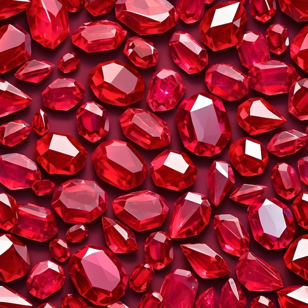 Photo pattern of red ruby gemstones on a red background