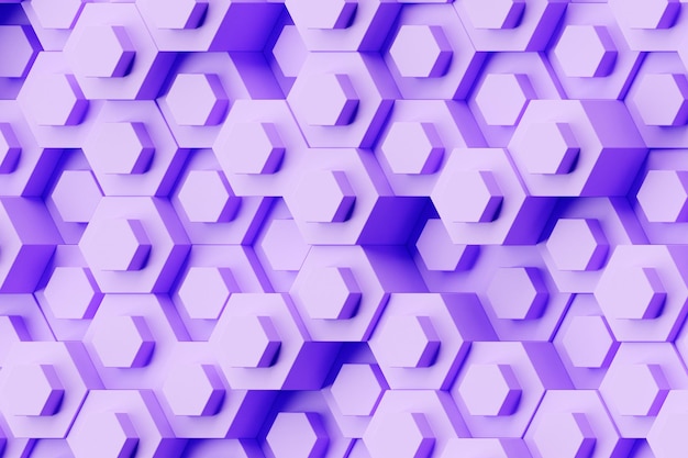 Pattern of simple geometric hexagonal shapes, mosaic background. 3d illustration