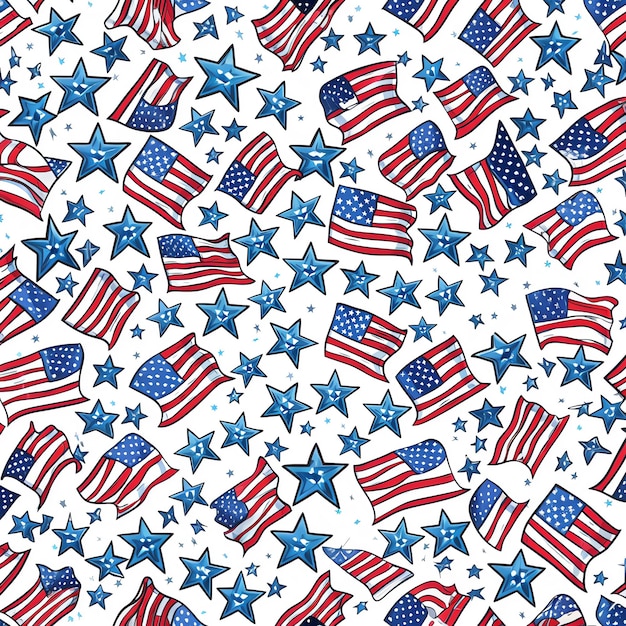 Photo a pattern of stars and stripes with a red white and blue flag