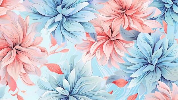 Pattern watercolor flower Generative AI