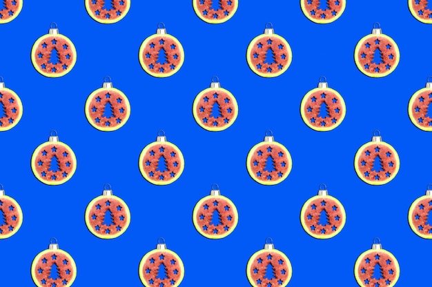 Pattern with Christmas ball of watermelon