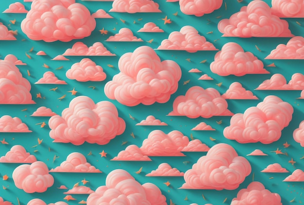 A pattern with clouds on a blue background.