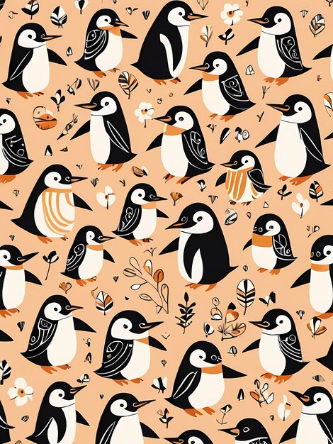 a pattern with ducks and a bird on it