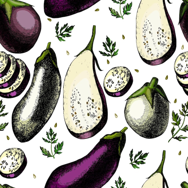 Pattern with eggplants