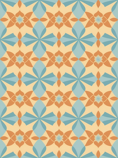 A pattern with a flower in blue and orange