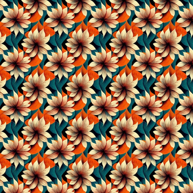 A pattern with a large flower on it