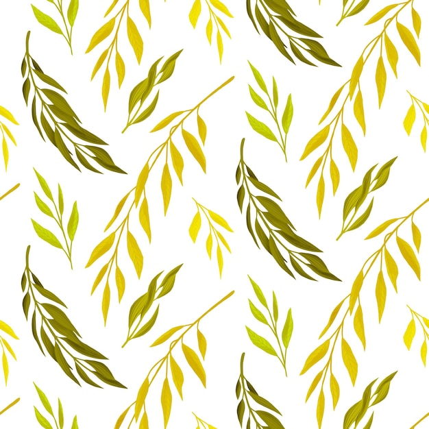 Pattern with leaves on white background Illustration for wrapping covering wallpaper textile