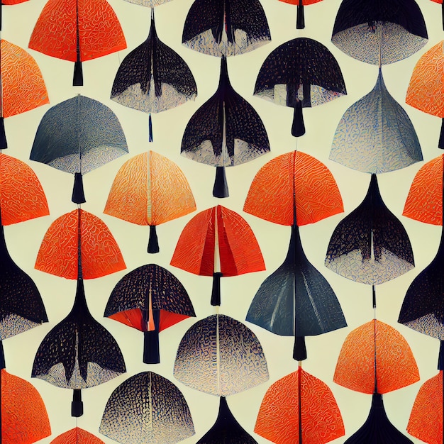 A pattern with orange and black arrows on a white background