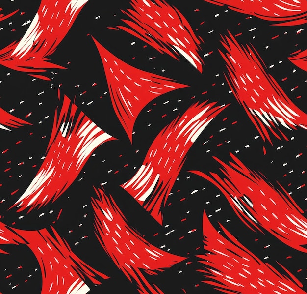 Photo a pattern with red fish on a black background