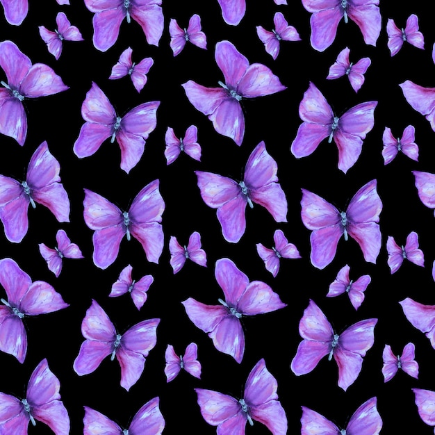 pattern with violet butterflies